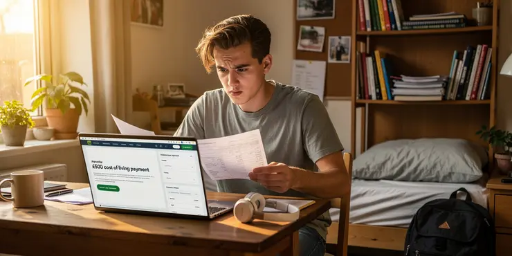 How can students apply for the £500 cost of living payment?