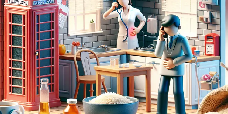 What should I do if I suspect food poisoning from rice?