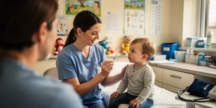 At what age is the MMR vaccine given in the UK?