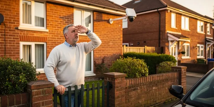 How can I tell if a security camera is pointing at my property?