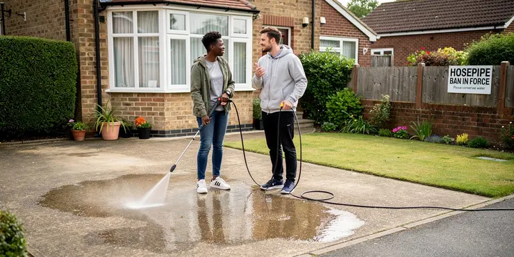 Is using a pressure washer allowed during a hosepipe ban?