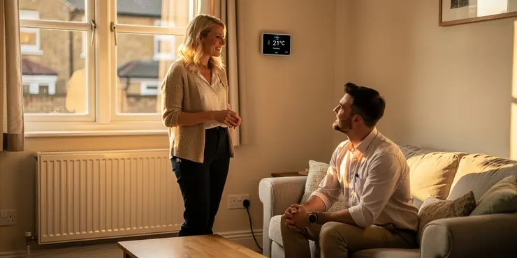 What are energy-efficient home heating options and how do they work in a house?