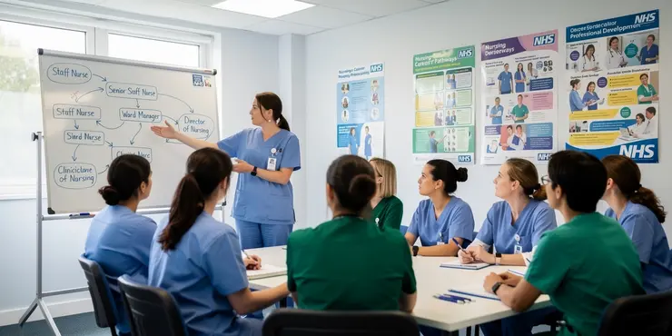 What are the career progression opportunities for NHS nurses?