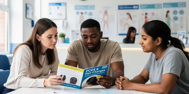 What hair-related symptoms are important in PCOS symptoms self diagnosis?