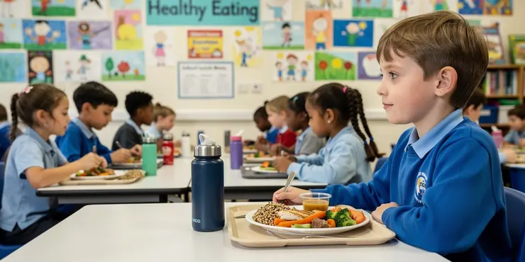 What is the purpose of providing school meals in the UK?
