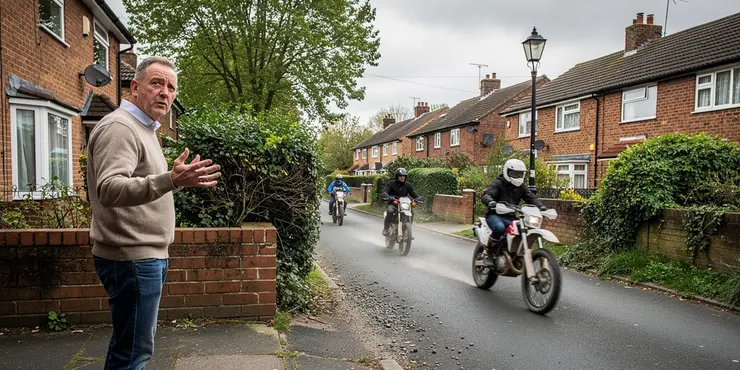 What should I do if illegal off-road bikes scramblers are causing an immediate danger?