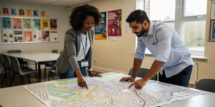What should I do if my route to work lacks sidewalks?