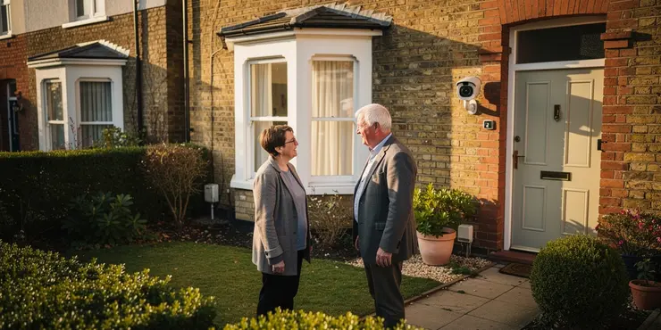 What steps can I take if my neighbour refuses to reposition their security camera?